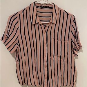 Bershka crop button down top